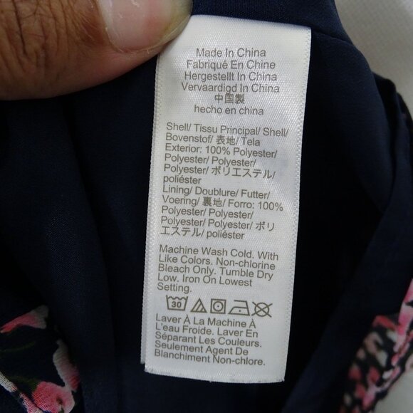 J Crew Floral Print Cap Sleeve Blouse Women Size M Blue Pink Lightweight BA741 - Picture 6 of 9